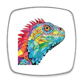 Iguana Colorful Watercolor Animal Pet Illustration - Square fridge magnet - white - Front