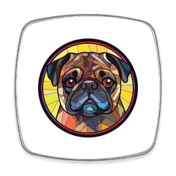 Mops buntes Aquarell Tier Haustier Illustration - Viereckiger Kühlschrankmagnet - Weiß - Vorne