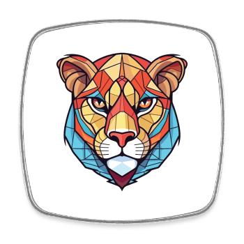 Cougar Aquarelle colorée Animal animal de compagnie Cartoon - Magnet carré - blanc - Devant
