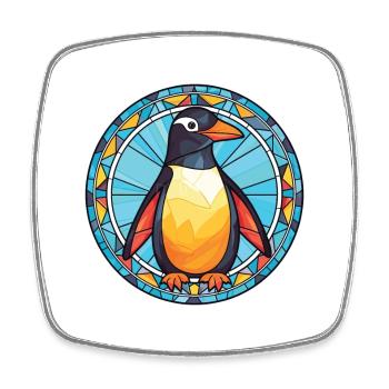 Penguin Colorful Watercolor Animal Illustration - Square fridge magnet - white - Front