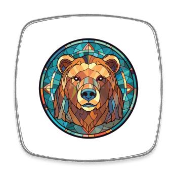 Bear Colorful Watercolor Animal Pet Illustration - Square fridge magnet - white - Front