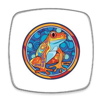 Frog Colorful Watercolor Animal Pet Illustration - Square fridge magnet - white - Front
