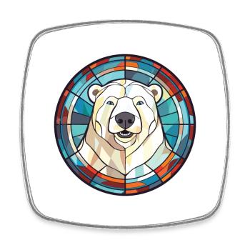 Eisbär Buntes Aquarell Tier Illustration - Viereckiger Kühlschrankmagnet - Weiß - Vorne