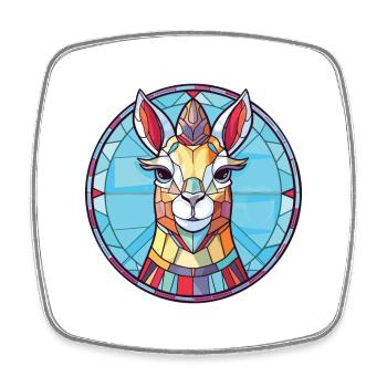 Lama Huanachus Bunte Aquarell-Tier-Karikatur - Viereckiger Kühlschrankmagnet - Weiß - Vorne