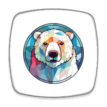 Polar Bear Colorful Watercolor Animal Illustration - Square fridge magnet - white - Front