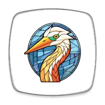 Reiher buntes Aquarell Tier Haustier Illustration - Viereckiger Kühlschrankmagnet - Weiß - Vorne