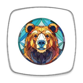 Bear Colorful Watercolor Animal Pet Illustration - Square fridge magnet - white - Front