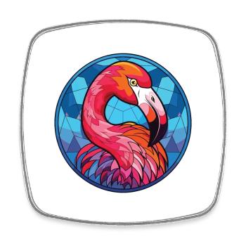 Flamingo Buntes Aquarell Tier Illustration - Viereckiger Kühlschrankmagnet - Weiß - Vorne