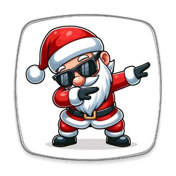Weihnachtsmann mit Sonnenbrille Xmas Kostüm - Viereckiger Kühlschrankmagnet - Weiß - Vorne