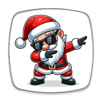 Weihnachtsmann mit Sonnenbrille Xmas Kostüm - Viereckiger Kühlschrankmagnet - Weiß - Vorne
