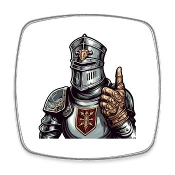 Funny Knight Thumbs Up – Fantasy RPG - Square fridge magnet - white - Front