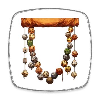 Große W20 Würfelkette Fantasy RPG Shirt - Viereckiger Kühlschrankmagnet - Weiß - Vorne