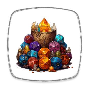 W20 Würfelbecher Fantasy RPG Shirt - Viereckiger Kühlschrankmagnet - Weiß - Vorne