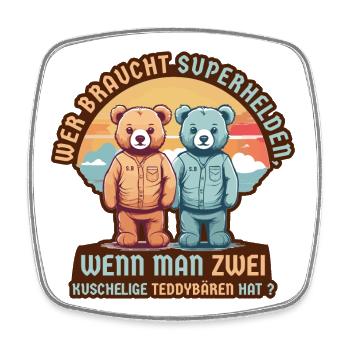 Superhero Bear - Square fridge magnet - white - Front