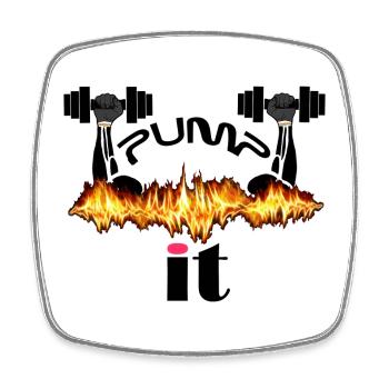 Kraftfeuer Pump It Dumbbell Flame - Magnet carré - blanc - Devant