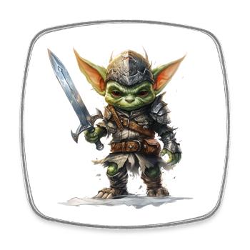 Haut de rôle fantastique Brave Goblin Knight - Magnet carré - blanc - Devant