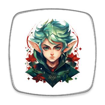 Portrait elfique avec longues oreilles Chemise Fantasy - Magnet carré - blanc - Devant