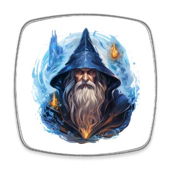 T-shirt de RPG fantastique Magicien Feu et Glace - Magnet carré - blanc - Devant