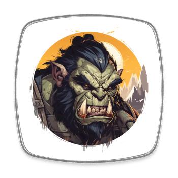 T-shirt de RPG fantastique Mighty Orc Warrior - Magnet carré - blanc - Devant
