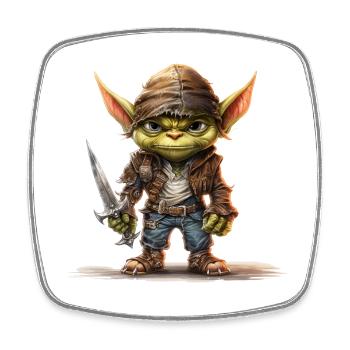 Goblin Bandit Fantasy RPG Shirt - Square fridge magnet - white - Front