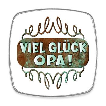 Viel Glück Opa - Viereckiger Kühlschrankmagnet - Weiß - Vorne