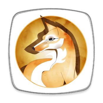 Hand drawn beautiful fox in frame - Square fridge magnet - white - Front