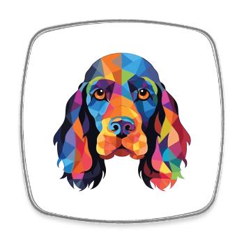 American Cocker Spaniel chien aquarelle colorée - Magnet carré - blanc - Devant