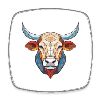 Bull Colorful Watercolor Animal Pet Illustration - Square fridge magnet - white - Front