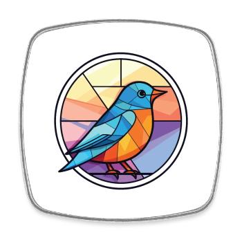 Blue Bird Colorful Watercolor Animal Illustration - Square fridge magnet - white - Front