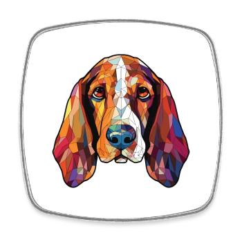 Basset Hound Chien Aquarelle Colorée Animal De Compagnie - Magnet carré - blanc - Devant