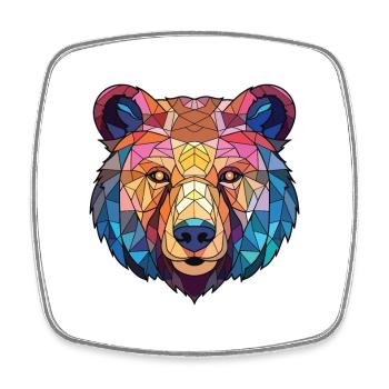 Bear Colorful Watercolor Animal Pet Illustration - Square fridge magnet - white - Front