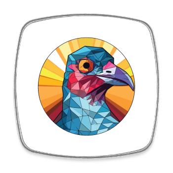 Cuckoo Colorful Watercolor Animal Pet Illustration - Square fridge magnet - white - Front