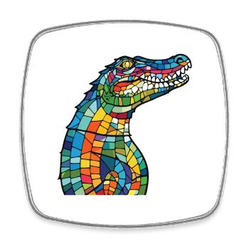 Crocodile Colorful Watercolor Animal Illustration - Square fridge magnet - white - Front