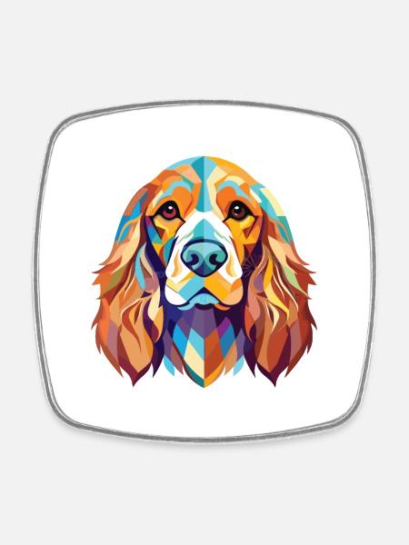 Cocker anglais Spaniel chien aquarelle colorée animal de compagnie - Magnet carré - blanc