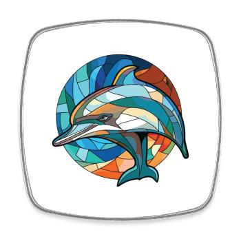Dolphin Colorful Watercolor Animal Illustration - Square fridge magnet - white - Front