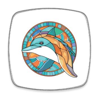 Dolphin Colorful Watercolor Animal Illustration - Square fridge magnet - white - Front