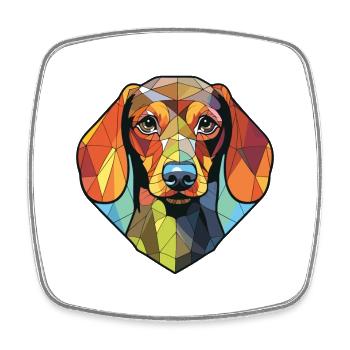 Dackelhund Buntes Aquarell Tier Cartoon - Viereckiger Kühlschrankmagnet - Weiß - Vorne