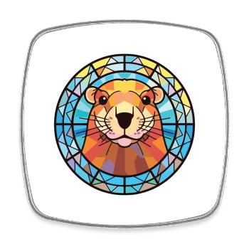 Groundhog Colorful Watercolor Animal Illustration - Square fridge magnet - white - Front
