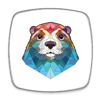 Otter Colorful Watercolor Animal Pet Illustration - Square fridge magnet - white - Front