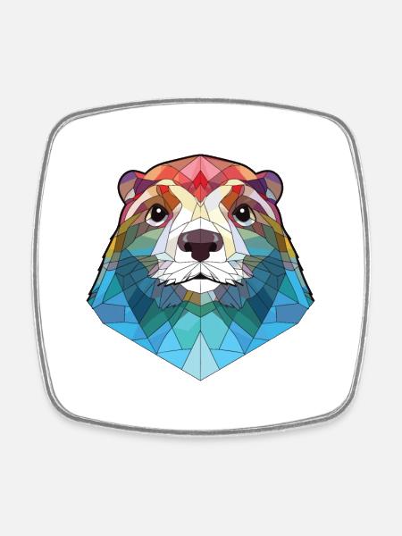 Loutre aquarelle colorée Animal animal de compagnie Illustration - Magnet carré - blanc