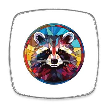 Raccoon Colorful Watercolor Animal Illustration - Square fridge magnet - white - Front