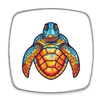 Sea Turtle Colorful Watercolor Animal Illustration - Square fridge magnet - white - Front