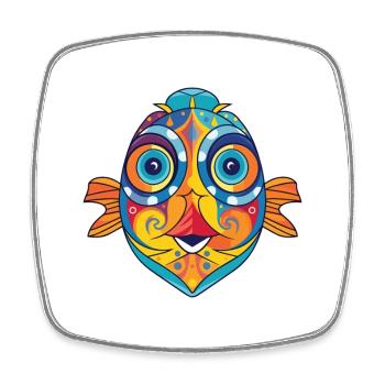 Flounder Fish Colorful Watercolor Animal Cartoon - Square fridge magnet - white - Front