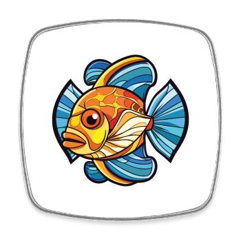 Flounder Fish Colorful Watercolor Animal Cartoon - Square fridge magnet - white - Front