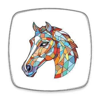 Pferd buntes Aquarell Tier Haustier Illustration - Viereckiger Kühlschrankmagnet - Weiß - Vorne
