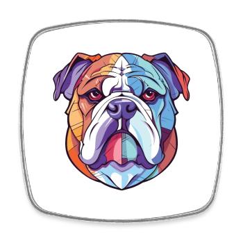 Englische Bulldogge Hund buntes Aquarelltier - Viereckiger Kühlschrankmagnet - Weiß - Vorne