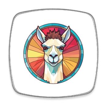Llamas Colorful Watercolor Animal Pet Illustration - Square fridge magnet - white - Front