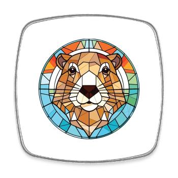 Groundhog Colorful Watercolor Animal Illustration - Square fridge magnet - white - Front