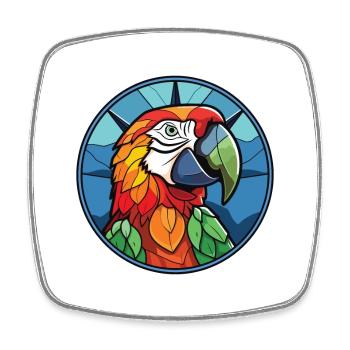 Papagei buntes Aquarell Tier Haustier Illustration - Viereckiger Kühlschrankmagnet - Weiß - Vorne