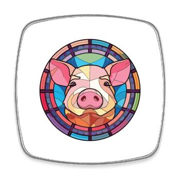 Cochon Aquarelle Colorée Animal Illustration D’animaux De Compagnie - Magnet carré - blanc - Devant